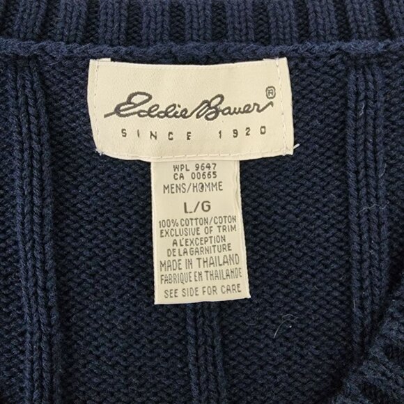 VTG Eddie Bauer Cotton Rib Knit V Neck Sweater Vest Academic Tennis Prep Golf - Picture 4 of 8